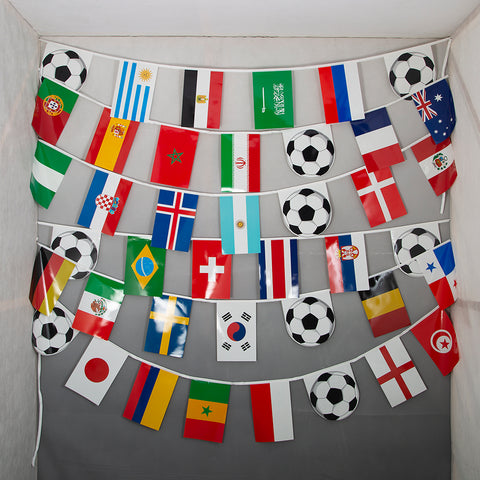 2018 World Cup 15m string flag bunting with all competing country flags