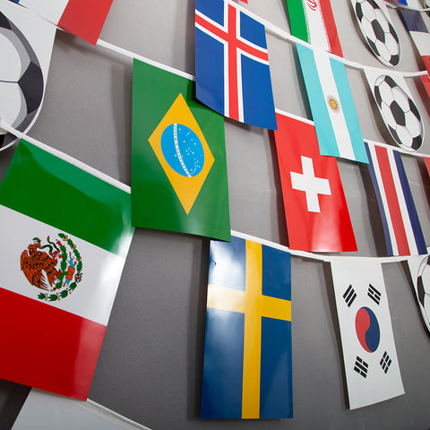 2018 World Cup 15m string flag bunting with all competing country flags