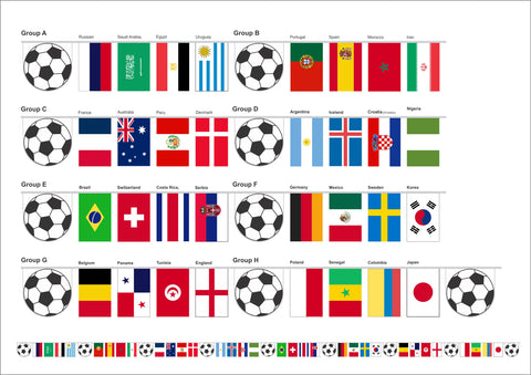 2018 World Cup 15m string flag bunting with all competing country flags