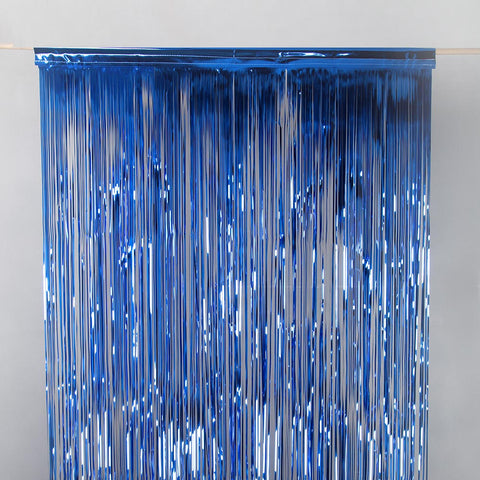 Blue metallic drap door curtain