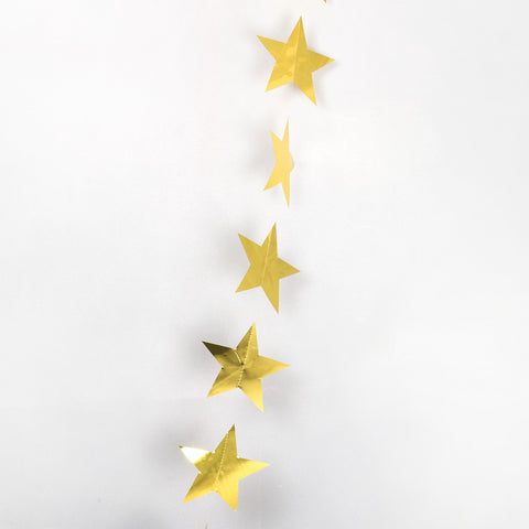Gold Metallic String Star Garland 2.7m