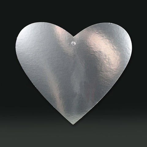 12 Pack 10cm Foilboard Heart Silver