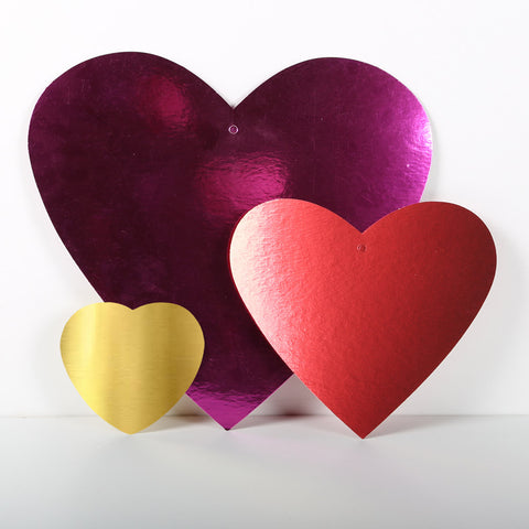 12 Pack 10cm Foilboard Heart Purple