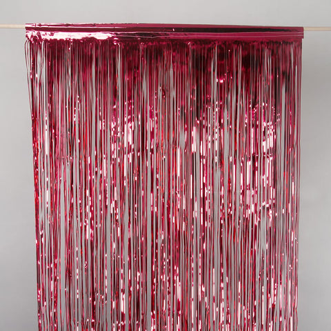 red tinsel curtain 2.5m drop 50cm wide