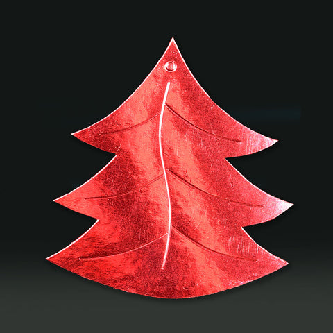 6 Pack 11cm Foilboard Christmas Tree Red