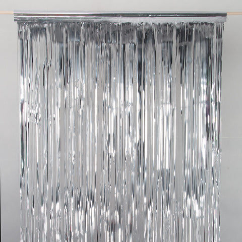 silver tinsel curtain 4m drop 1m wide