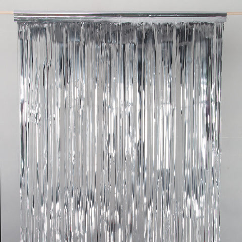 Silver metallic drap door curtain