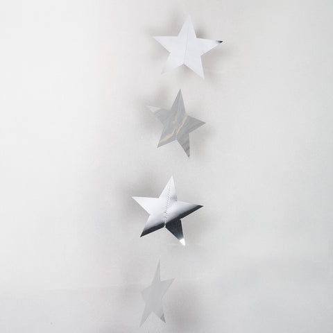 Silver Metallic String Star Garland 2.7m
