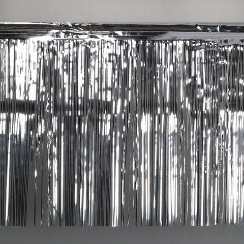 silver fringe tinsel 50cm drop 2.5m wide