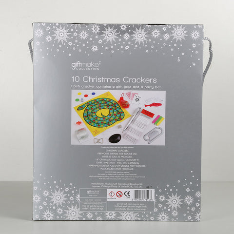  Silver Holographic Christmas Crackers (Bon Bons) 10pk back