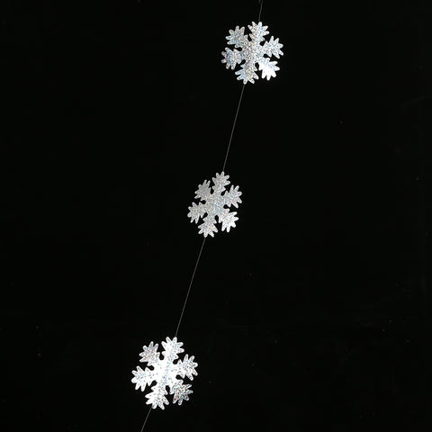  Holographic Snowflake Metallic String Garland on black