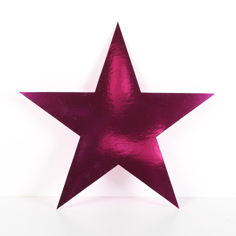 12 Pack 10cm Foilboard Star Cerise Pink