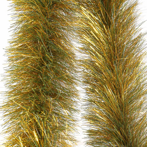 Dark PVC Green and Metallic Gold Tinsel Garland - 150mm x 5.5m