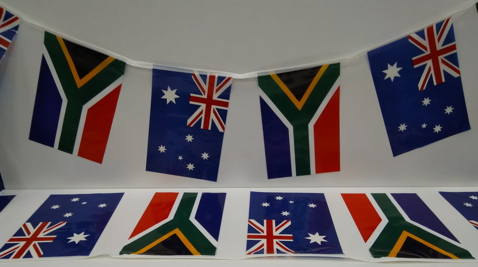 Australia and South Africa Alternating 4m String Country Flags bunting ...