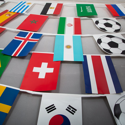  2018 World Cup 15m string flag bunting with all competing country flags