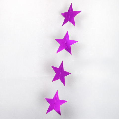 Cerise Pink Metallic String Star Garland 2.7m