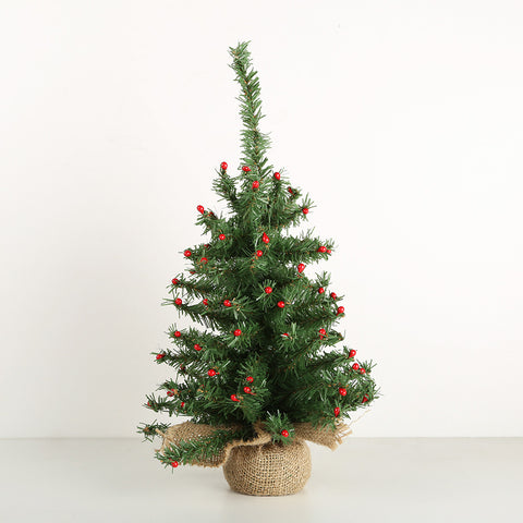 Burlap Christmas Tree with Berries 35cm