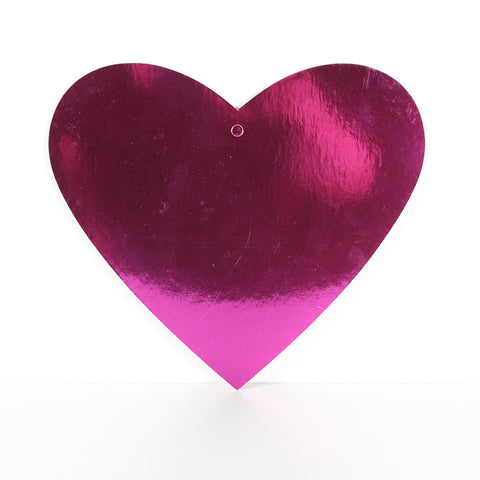 12 Pack 10cm Foilboard Heart Cerise Pink