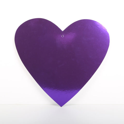  12 Pack 10cm Foilboard Heart Purple